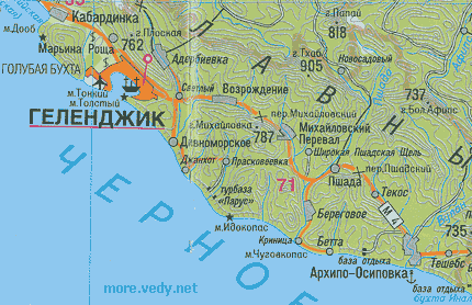 Карта курортов Геленджик